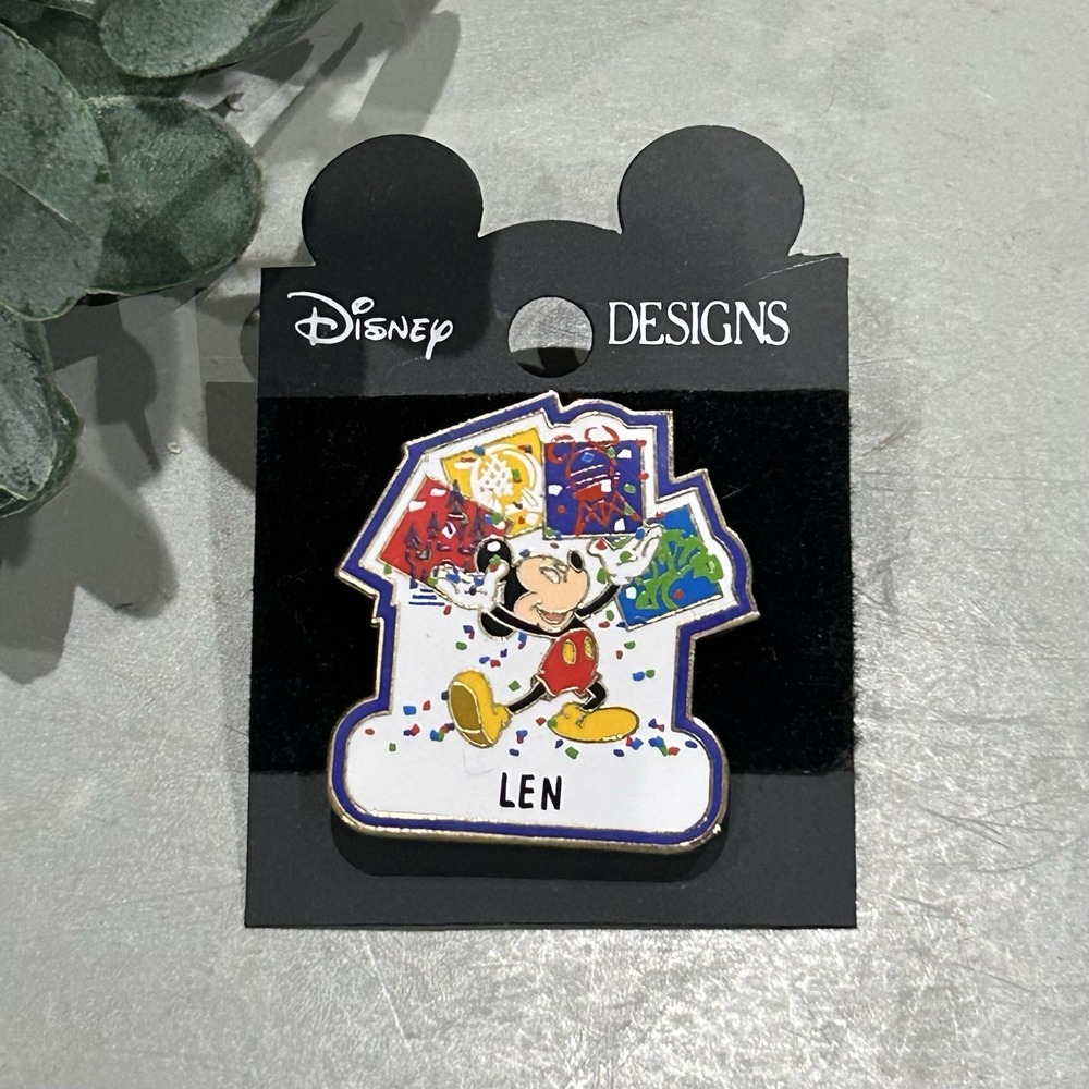 Disney Personalized‎ Enamel Souvenir Lapel Name Pin "LEN" Mickey Mouse